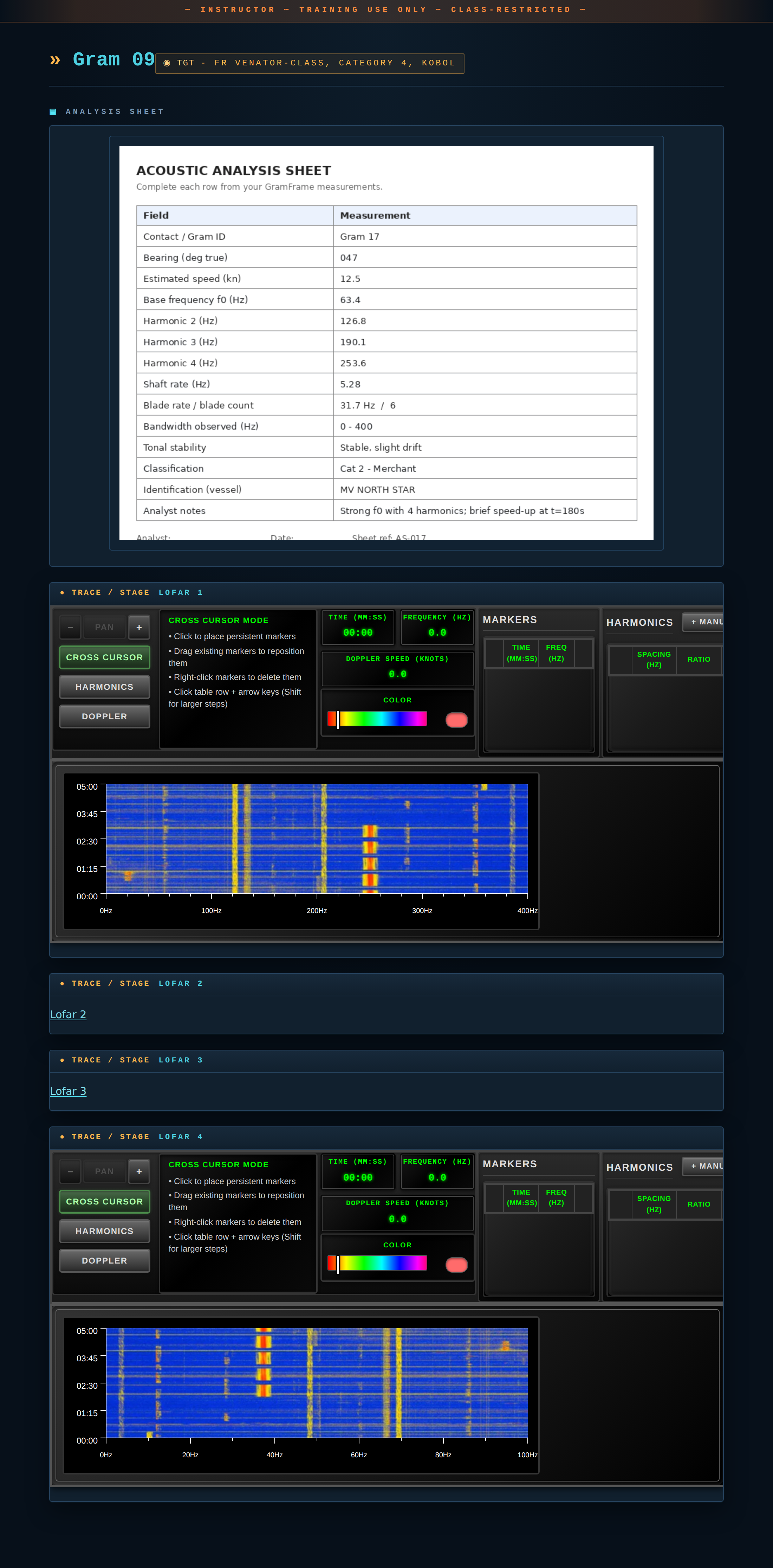 Styled gram topic in dark Operator Console v2 theme with GramFrame components